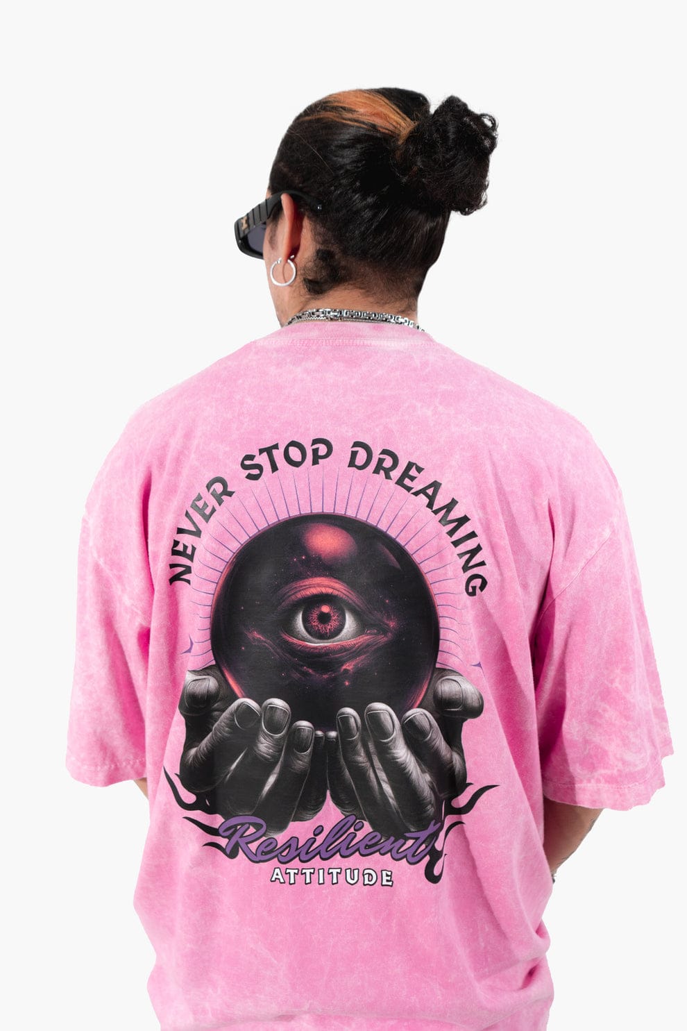 camiseta never stop acid wash