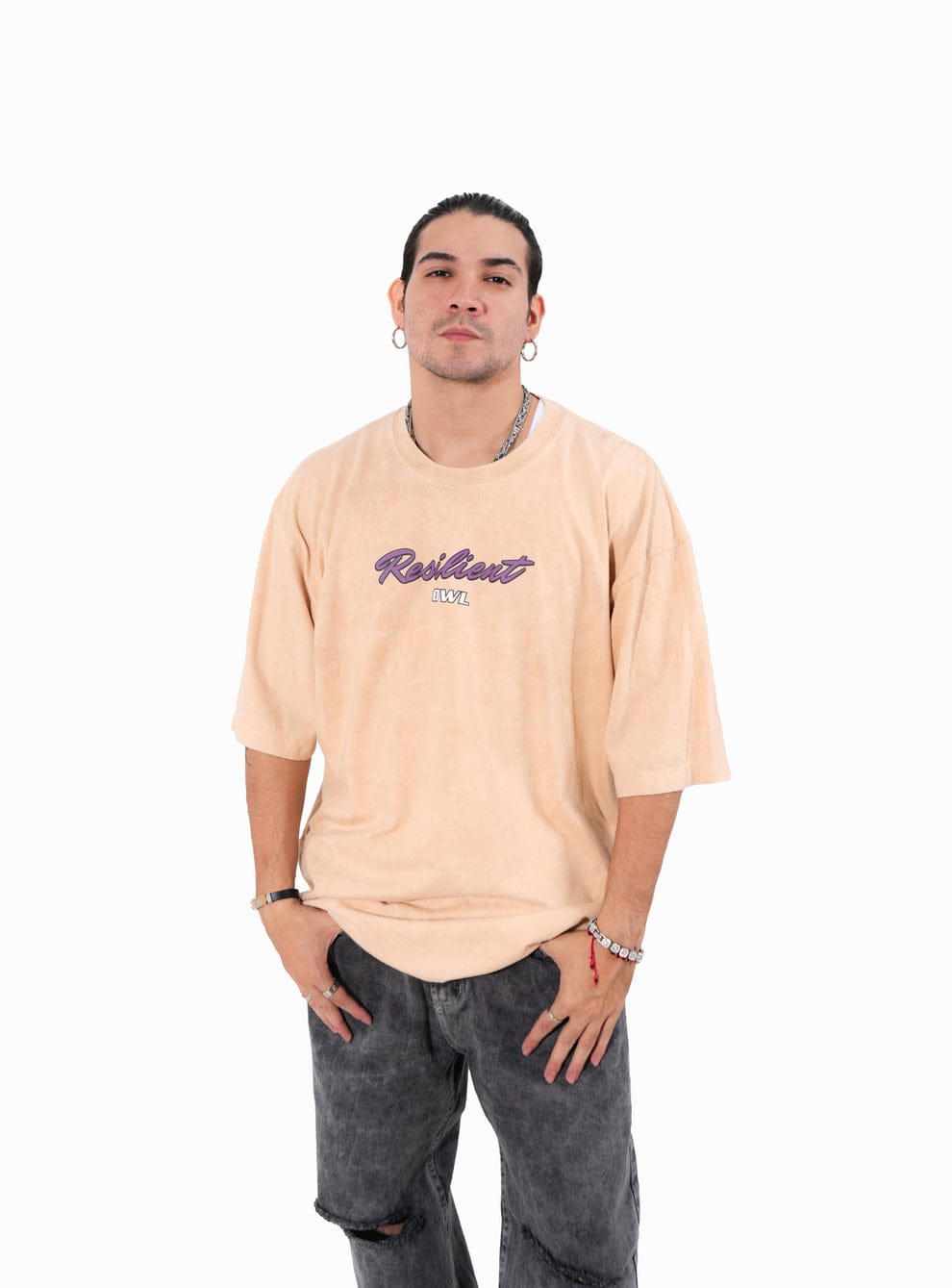 camiseta never stop acid wash