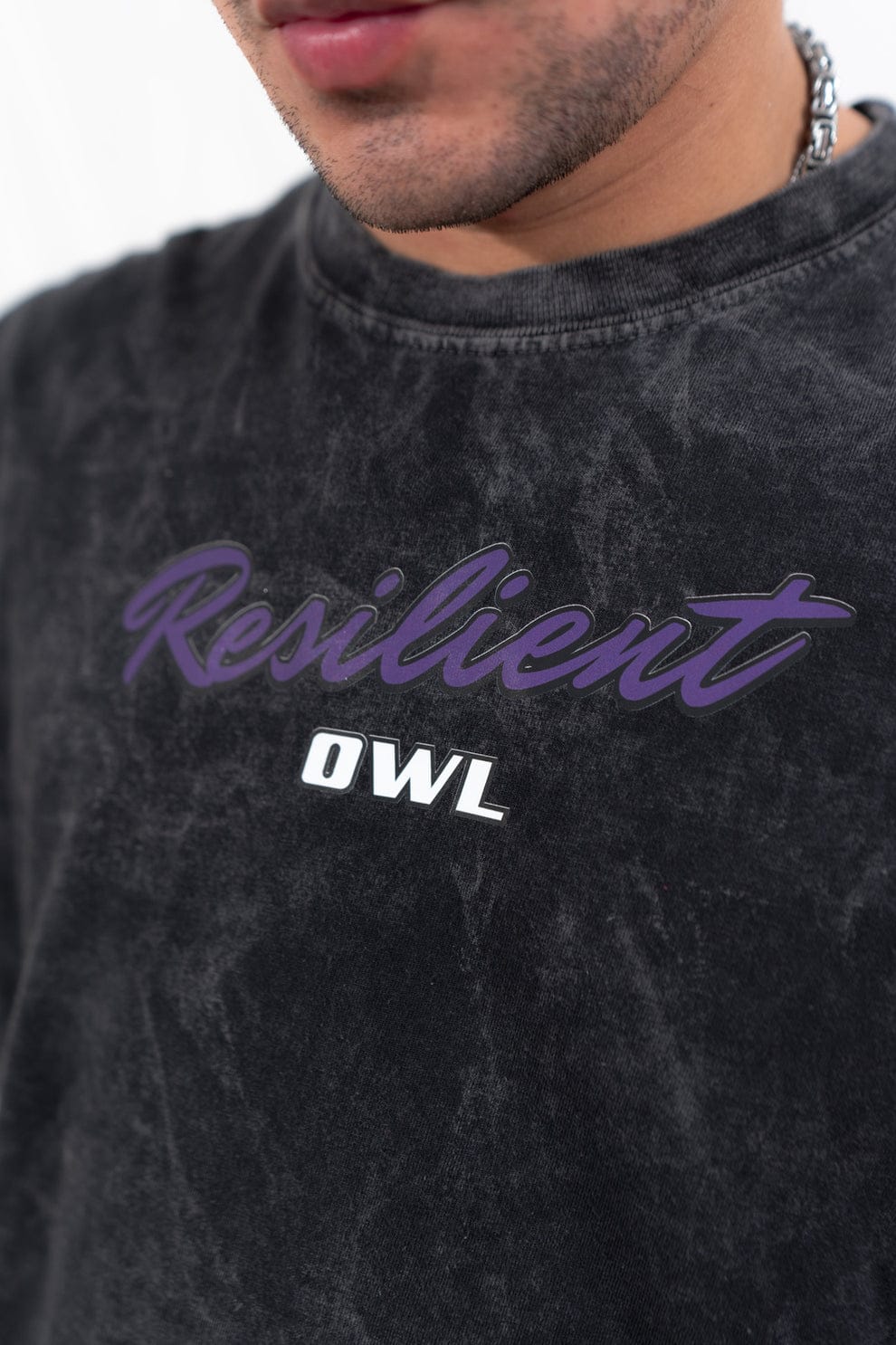 camiseta never stop acid wash